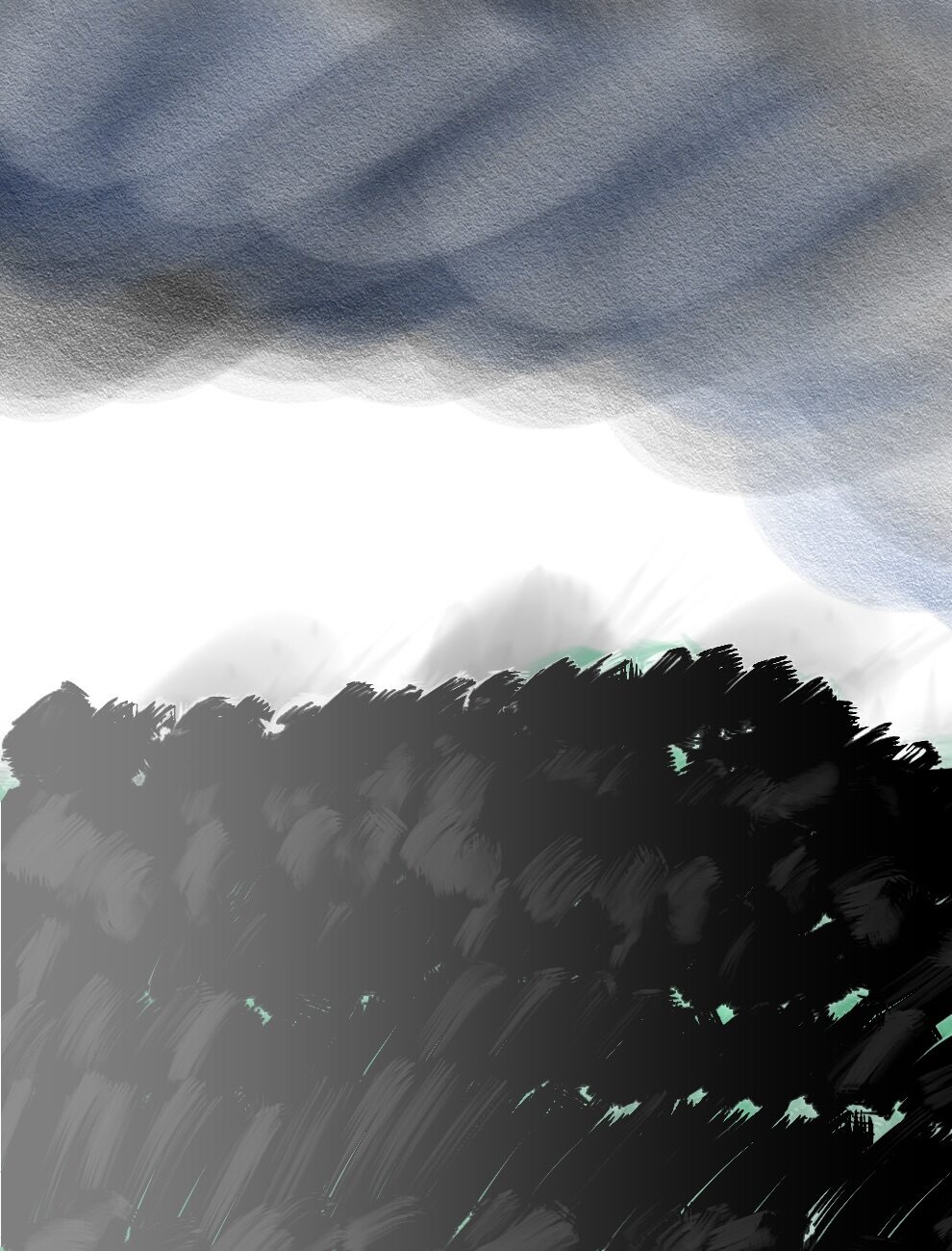 Wald unter Wolken