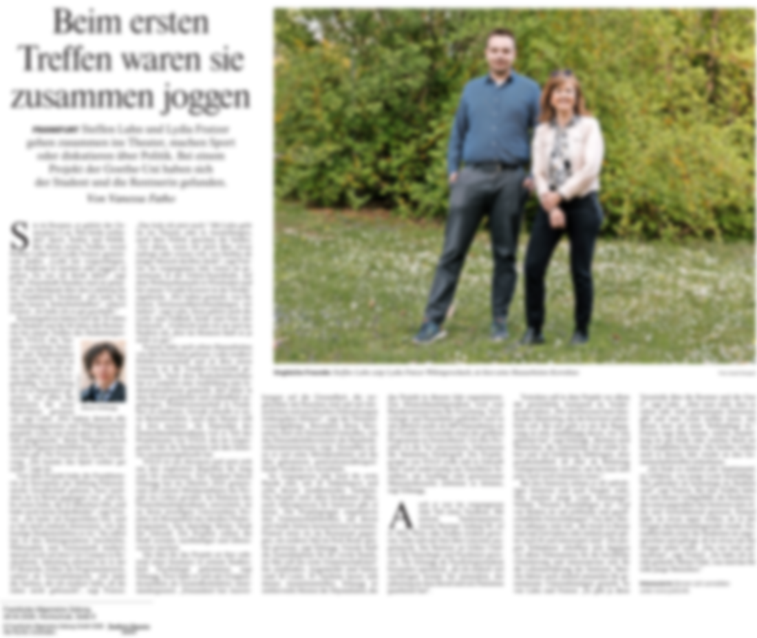 Zeitungsseite der Frankfurter Allgemeinen Zeitung vom 28. April 2026 mit dem Bericht über die YOLD-Tandems von Simon Schaugg — Textinhalt unscharf, da urheberrechtlich geschützt.
