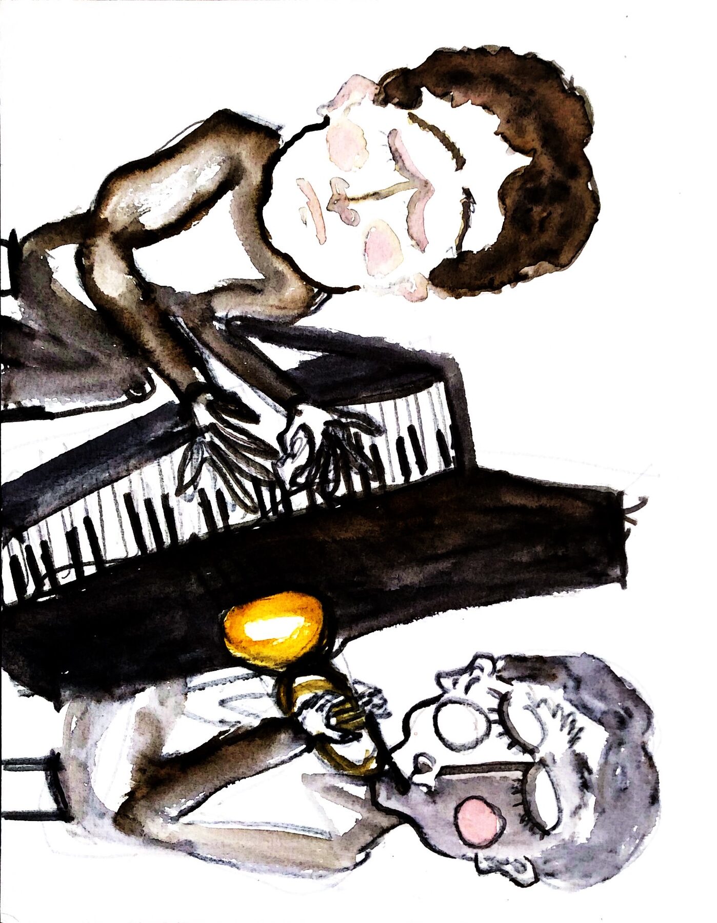 Aquarell — zwei am Klavier